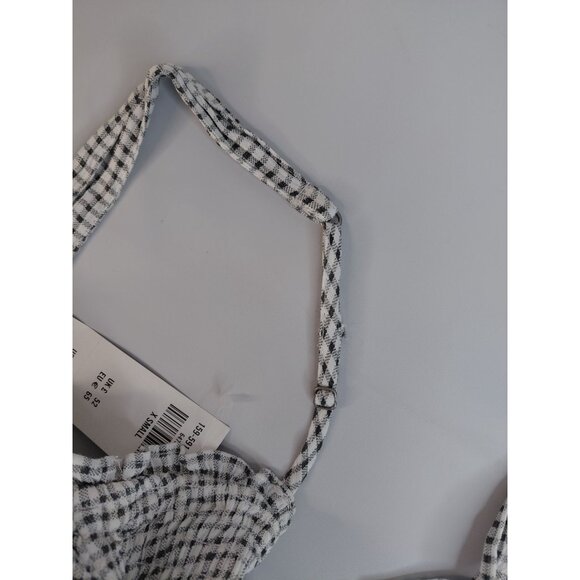 Abercrombie & Fitch Womens XS Gingham Romper Black & White Cotton Blend - Picture 12 of 12
